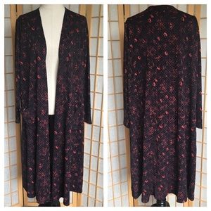 LuLaRoe Long Open Print Cardigan/Duster SZ XL